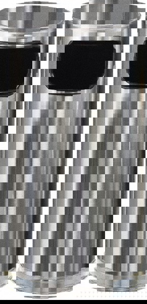 European and Metallic Series Waste Receptacle with Large Side Opening, 12 gal, Steel, Satin Stainless